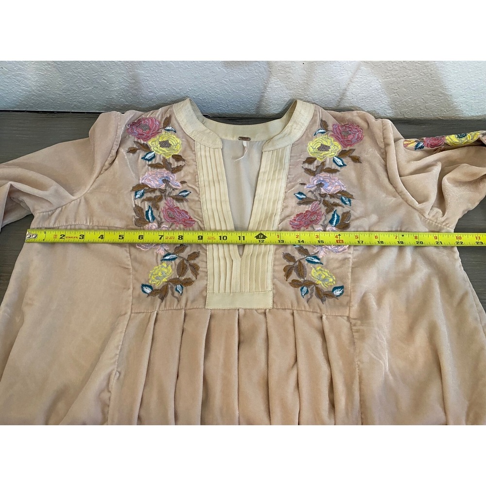 Free People Mia Velvet Embroidered Mini Dress Size M Floral Fall Winter Festival - Picture 6 of 9